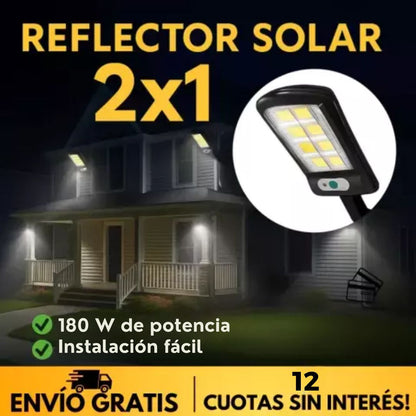 2X1 REFLECTOR SOLAR LED 180W PARA EXTERIORES | SIN CABLES, SIN FACTURAS